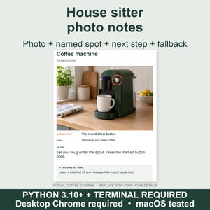 House Sitter Photo Notes | Editable Household Handover (Digital Download)