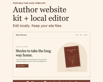 Author Website Template + Local Editor | Book Portfolio, Static HTML Site Kit | Python & Terminal Required