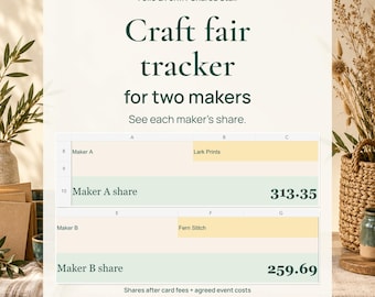 Shared Craft Fair Tracker for Two Makers | Sales Split & Cash Closeout | XLSX + PDF