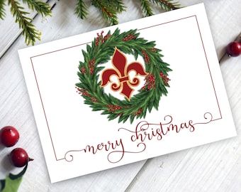 New Orleans Christmas Wreath Greeting Cards