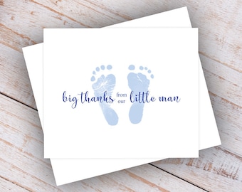 Blue Baby Feet Thank You Notes- Set of 25