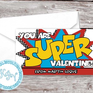 Super Hero Comic Book Personalized Valentine&#39;s Day Cards