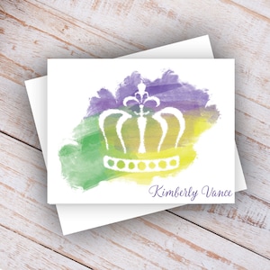 New Orleans Water Color Mardi Gras Crown Note Cards