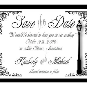 New Orleans Wrought Iron Fleur de Lis Save the Date Cards- Set of 50