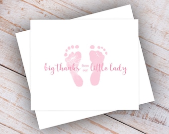 Notes de remerciement roses de petits pieds - Lot de 25