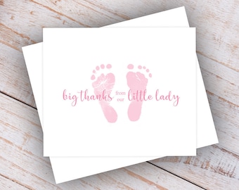 Pink Baby Feet Thank You Notes- Set of 25