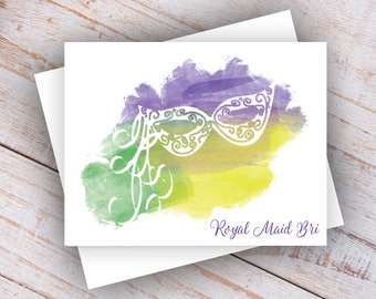 New Orleans Water Color Mardi Gras Mask Note Cards
