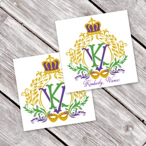 Mardi Gras Crest Personalized Gift Tags/Stickers/Enclosure Cards