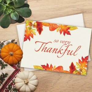 So Very Thankful Fall Leaves Thanksgiving Greeting Card