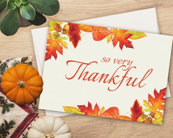 So Very Thankful Fall Leaves Thanksgiving Greeting Card