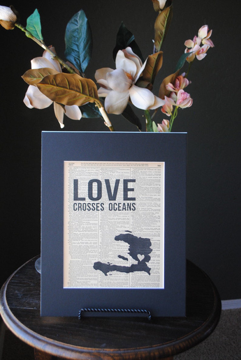 Love Crosses Oceans Haiti Vintage Adoption Word Art image 2