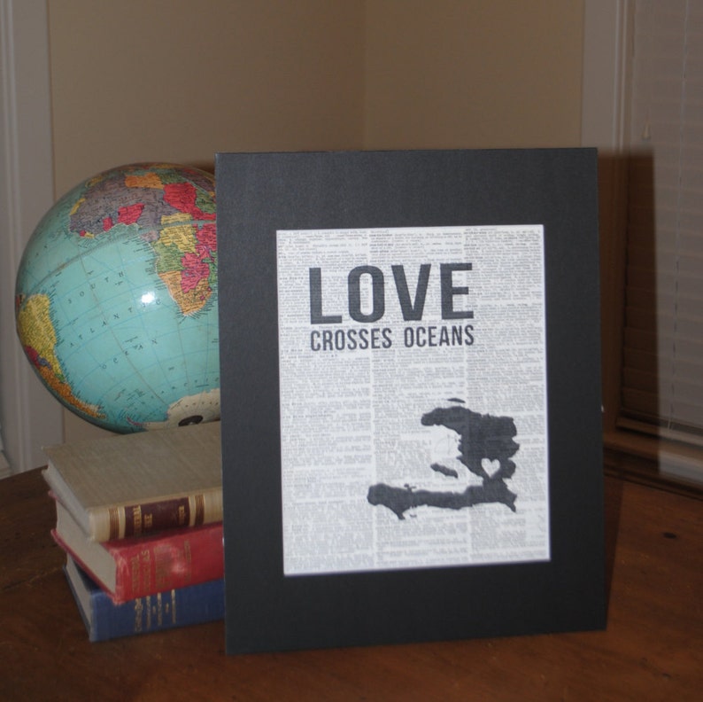 Love Crosses Oceans Haiti Vintage Adoption Word Art image 1