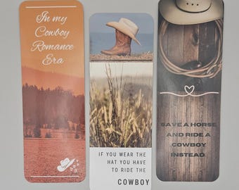 Set of three Cowboy Romance Bookmarks