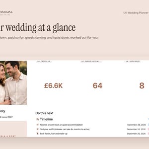 Notion Wedding Planner Template UK, Digital Wedding Planner, Budget Tracker, Guest List, Seating Chart, Wedding Checklist and Timeline image 3