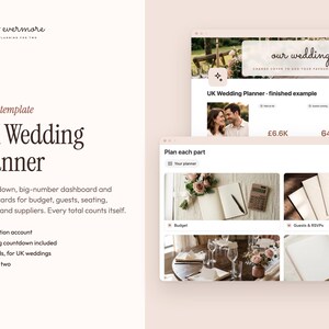 Notion Wedding Planner Template UK, Digital Wedding Planner, Budget Tracker, Guest List, Seating Chart, Wedding Checklist and Timeline image 1
