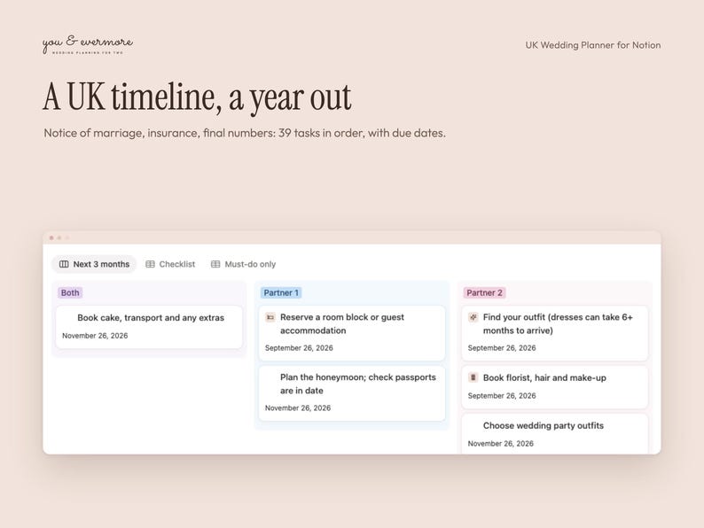 Notion Wedding Planner Template UK, Digital Wedding Planner, Budget Tracker, Guest List, Seating Chart, Wedding Checklist and Timeline image 5