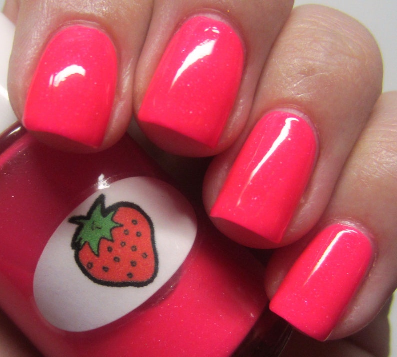 Neon Shimmer Jelly Strawberry Nail Polish Etsy