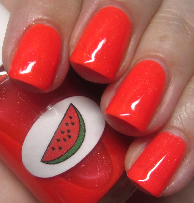 Neon Shimmer Jelly Watermelon Nail Polish Etsy