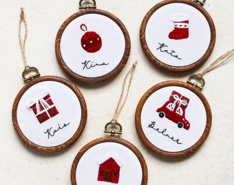 Hand Embroidered Christmas Tree Ornaments, Embroidery Hoop Decoration, Handmade Christmas Decor, Custom Holiday Hanging