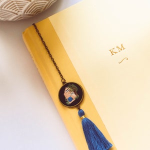Embroidered Blue and Peach House Bookmark, Cottage Embroidery Book Accessory, Key and Tassel Book Charm, Gift for Her, Gift Under 30 image 10