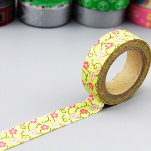 Japanse washitape met bloemen - 15 mm decoratieve afplaktape