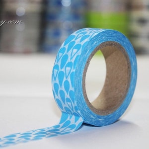 Japanese Washi Tape: Blue Raindrop Deco Tape (15mm x 10m)