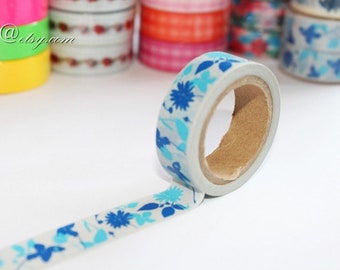 Floral Japanese Washi Tape: 15mm Decorative Paper Tape