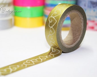 Japanese Washi Tape: Gold Heart Deco Tape