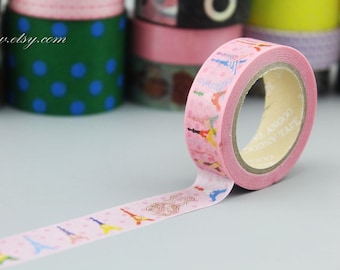 ANGOO Washi Tape: Eiffel Tower Pink Paper Tape