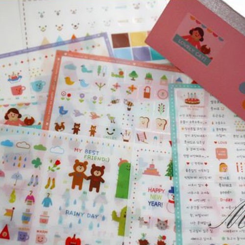 Smiley Deco Sticker Set Korean Sticker Diary Sticker PVC - Etsy