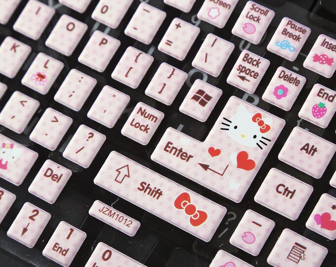 Hello Kitty Keyboard Sticker DIY 3D Desktop Keyboard Decal Common Use
