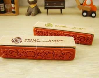 Lace Stamp Set  - Wooden Rubber Stamp Set - Deco Stamps - Korean Stamps - 2 pcs in - EMS62305