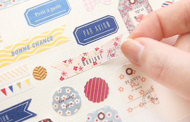 Petit Deco Sticker Ver 2 Masking Paper Stickers Diary Stickers 6 sheets EM64785 image 2