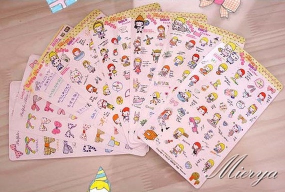 Korean deco stickers sheet set