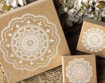 Lace Wooden Rubber Stamps - Korean Diary Stamps (Set of 3)