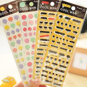 Cool Man Sticker Set - Transparent Deco Sticker - Diary Sticker - Cell Phone Sticker - Filofax - 4 styles in