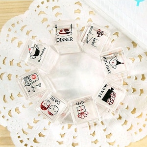 Crystal Schedule Stamp Set - Rubber Stamps - Diary Stamps - Couple