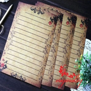 8 Bögen Vintage Blumen Stil Schreibpapier - Briefpapier - Briefpapier - Braunes Papier - Filofax - Ver 3