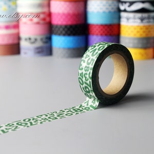 Green Numbers Washi Tape - Japanese Masking Tape (15mm*10m)