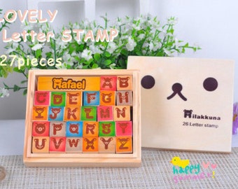 Wooden Alphabet Stamp Set: 26 Letter Stamps