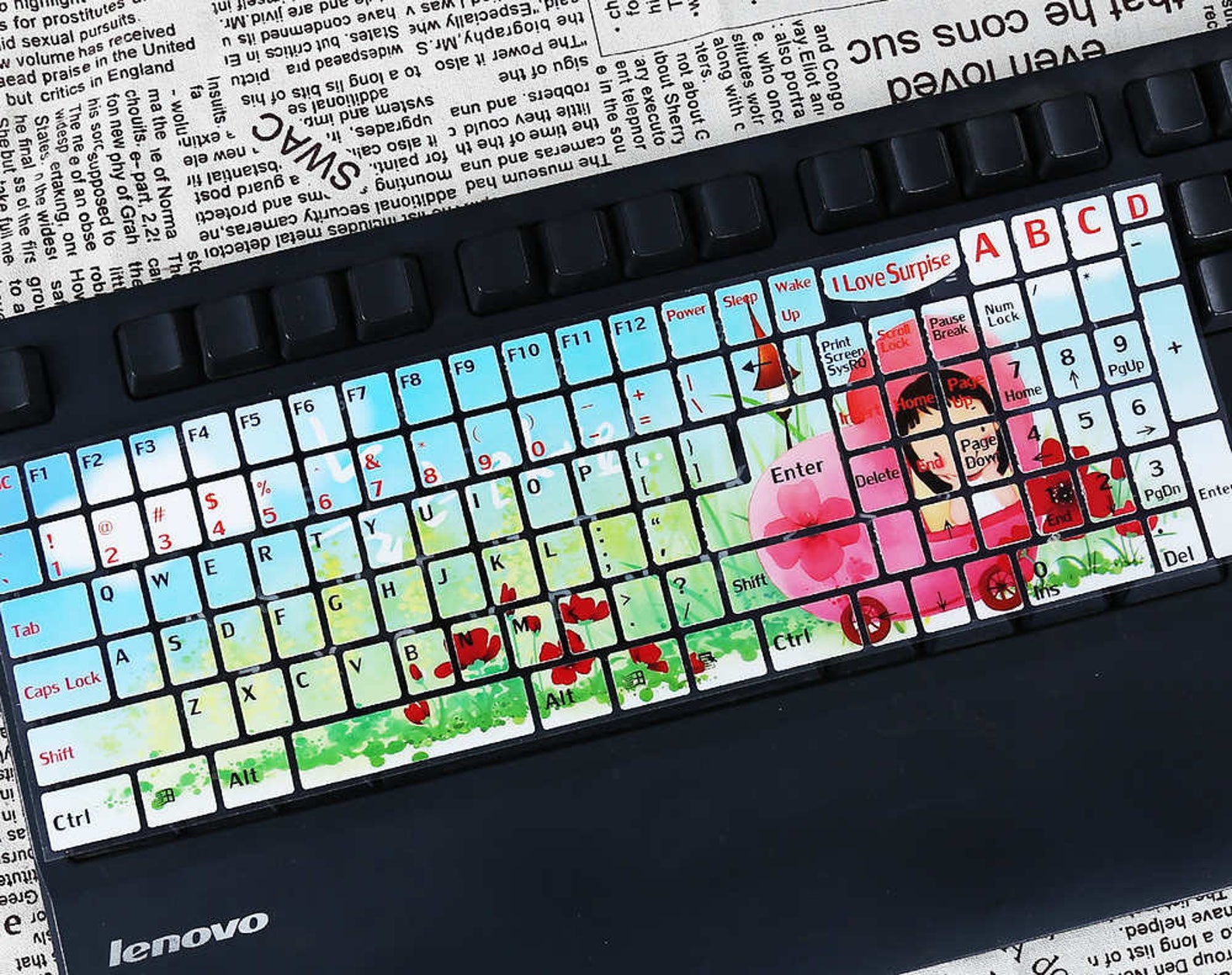 PVC Keyboard Sticker With Girl DIY 3D Desktop Keyboard Decal Etsy