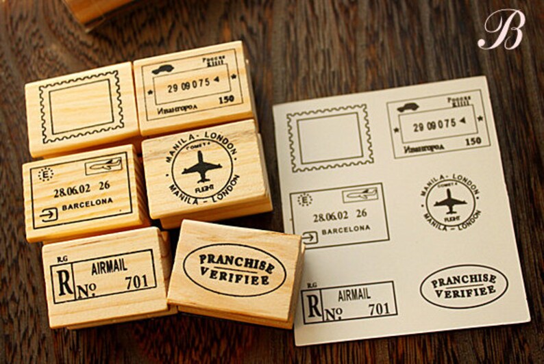 Vintage Postmark Stamp Set Rubber Stamp Set Deco Stamps Etsy