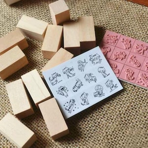 12 pcs Cat Stamps - Rubber Stamp Set - Diary Stamps - Korean Stamps