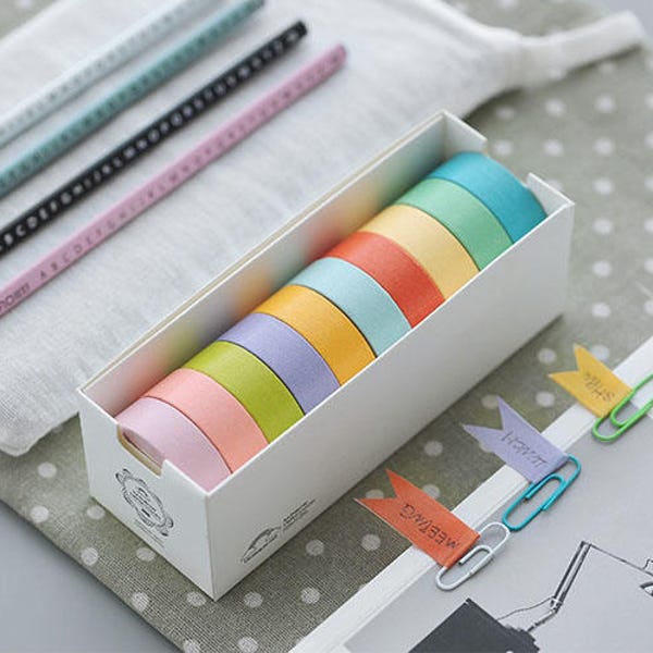 Rubans Washi couleur solide - Ruban washi japonais - Bande de masquage - Bande Déco - Papier Washi - Filofax - ME3612