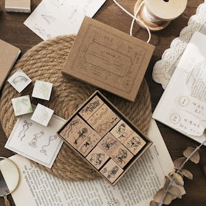 12 Pcs Cute Girl Stamps - Rubber Stamps - Deco Stamps - Diary Stamps