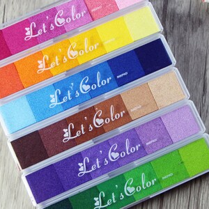 Faded Color Ink Pad Stick Oil Ink Stamp Pad Rainbow ink for alphabet stamp, wood stamp, DIY rubber stamp 6 colors per stick ME3751 image 3