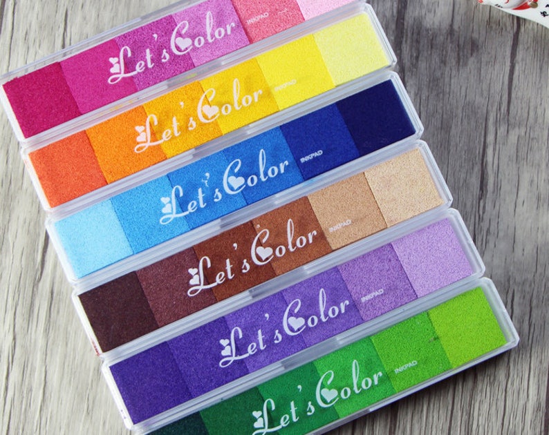 Faded Color Ink Pad Stick Oil Ink Stamp Pad Rainbow ink for alphabet stamp, wood stamp, DIY rubber stamp 6 colors per stick ME3751 image 3