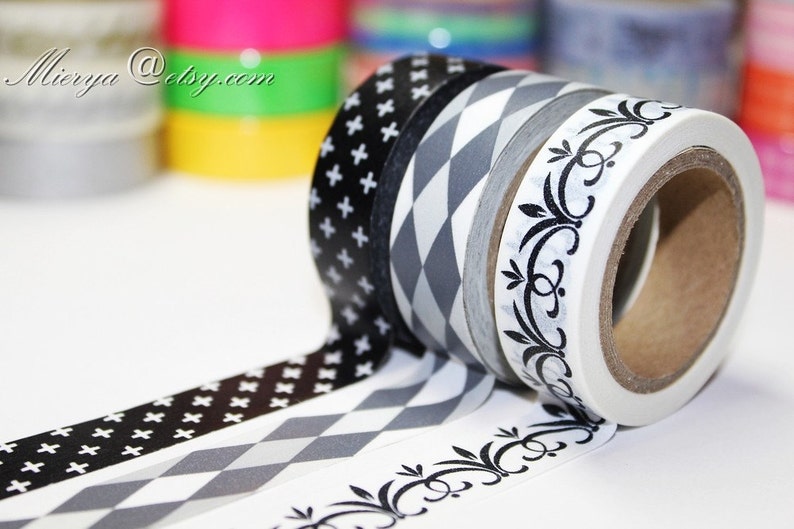 3 Rolls Japanese Washi Tape Set Masking Tape Paper Tape Deco Tape Filofax Gift Packing EMS62114 image 1