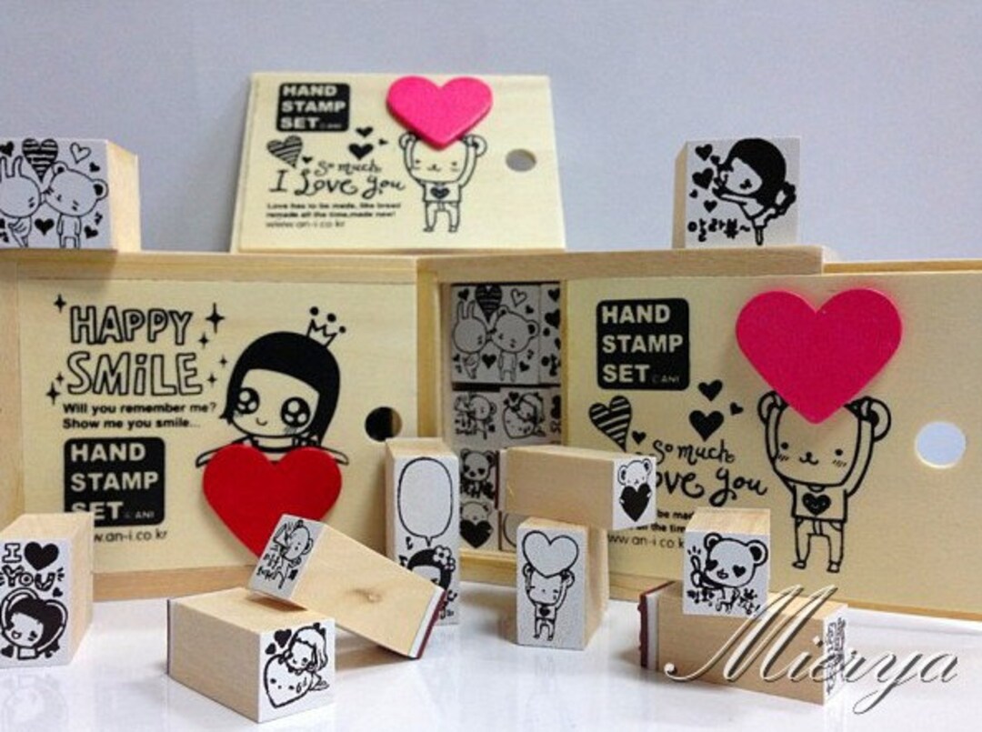 Korean Hand Stamp Set Wood Stamp Rubber Stamp Diary Etsy
