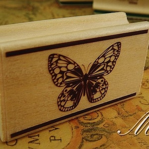 Timbro vintage 1 pezzo - Timbro di gomma in legno - Timbro per diario - Timbro postale - Farfalla